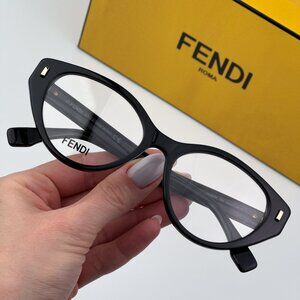 Fendi FE50020I FIRST 001 BRAND NEW Eyeglasses Shiny Black Women Cat Eye